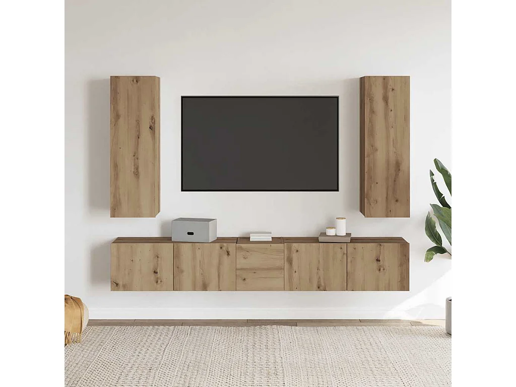 Meubles TV muraux 5 pcs chêne artisanal bois d'ingénierie