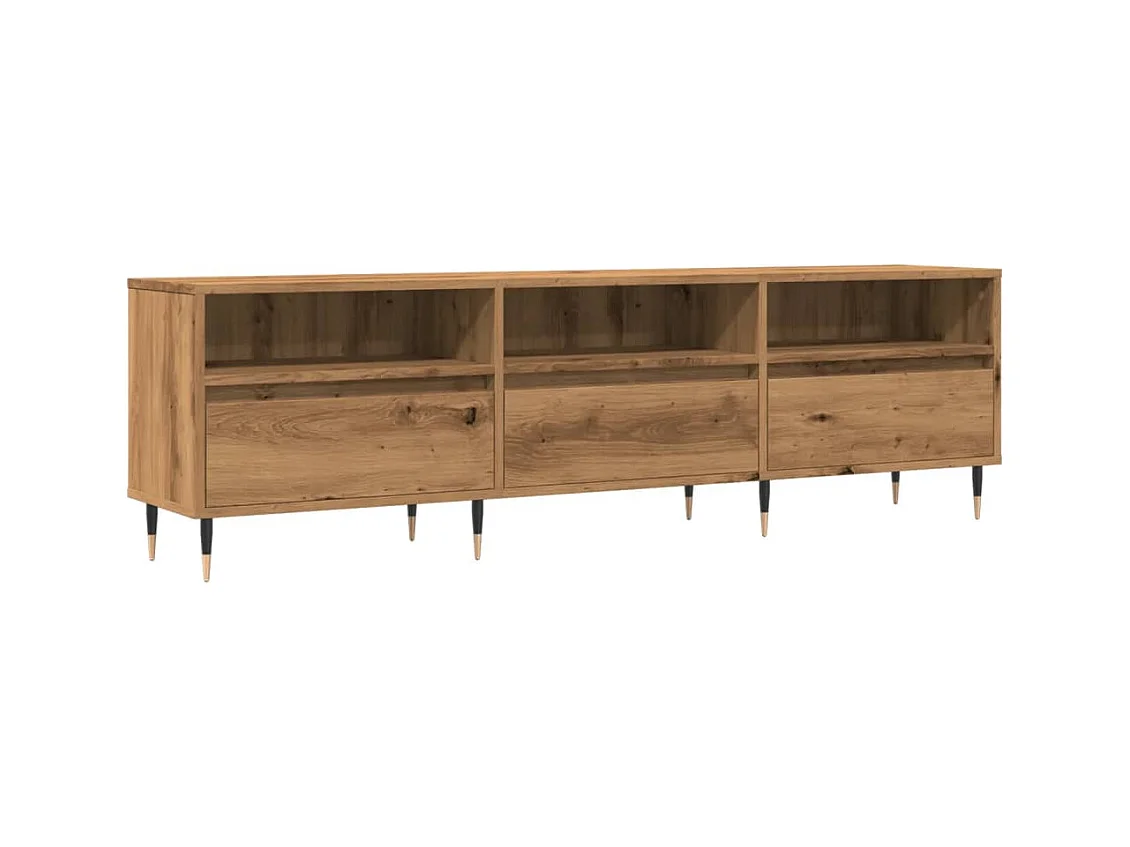 Meuble TV chêne artisanal 150x30x44,5 cm bois d'ingénierie