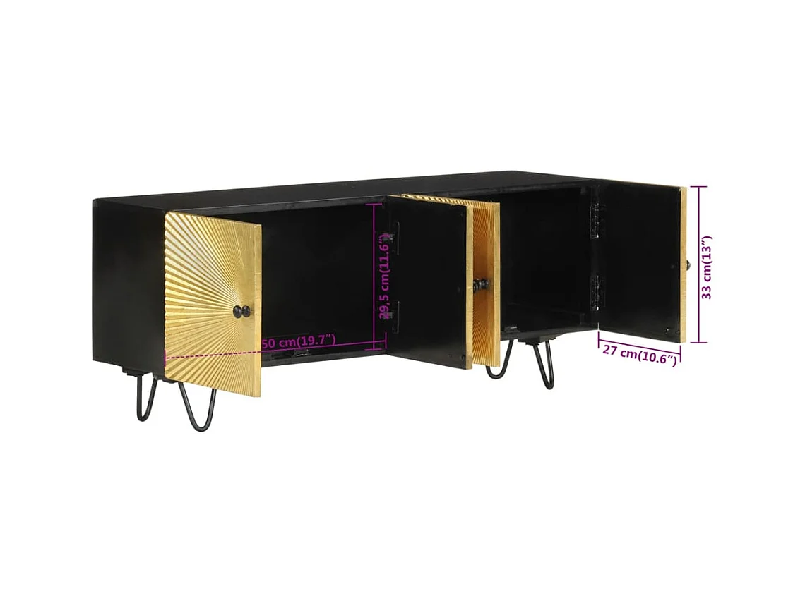 Mobile Porta TV 110x30x45 cm in Legno Massello di Mango