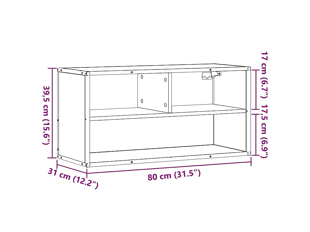 Tv-meubel 80x31x39,5 cm bewerkt hout metaal sonoma eikenkleurig