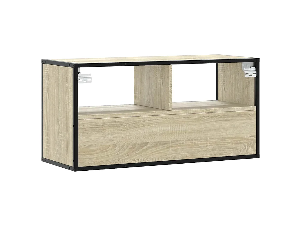 Tv-meubel 80x31x39,5 cm bewerkt hout metaal sonoma eikenkleurig