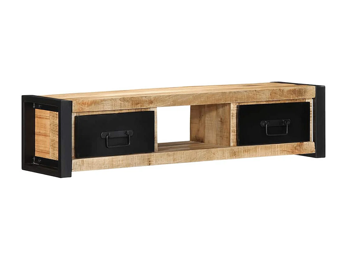 Meuble TV 100x30x25 cm bois massif de manguier brut