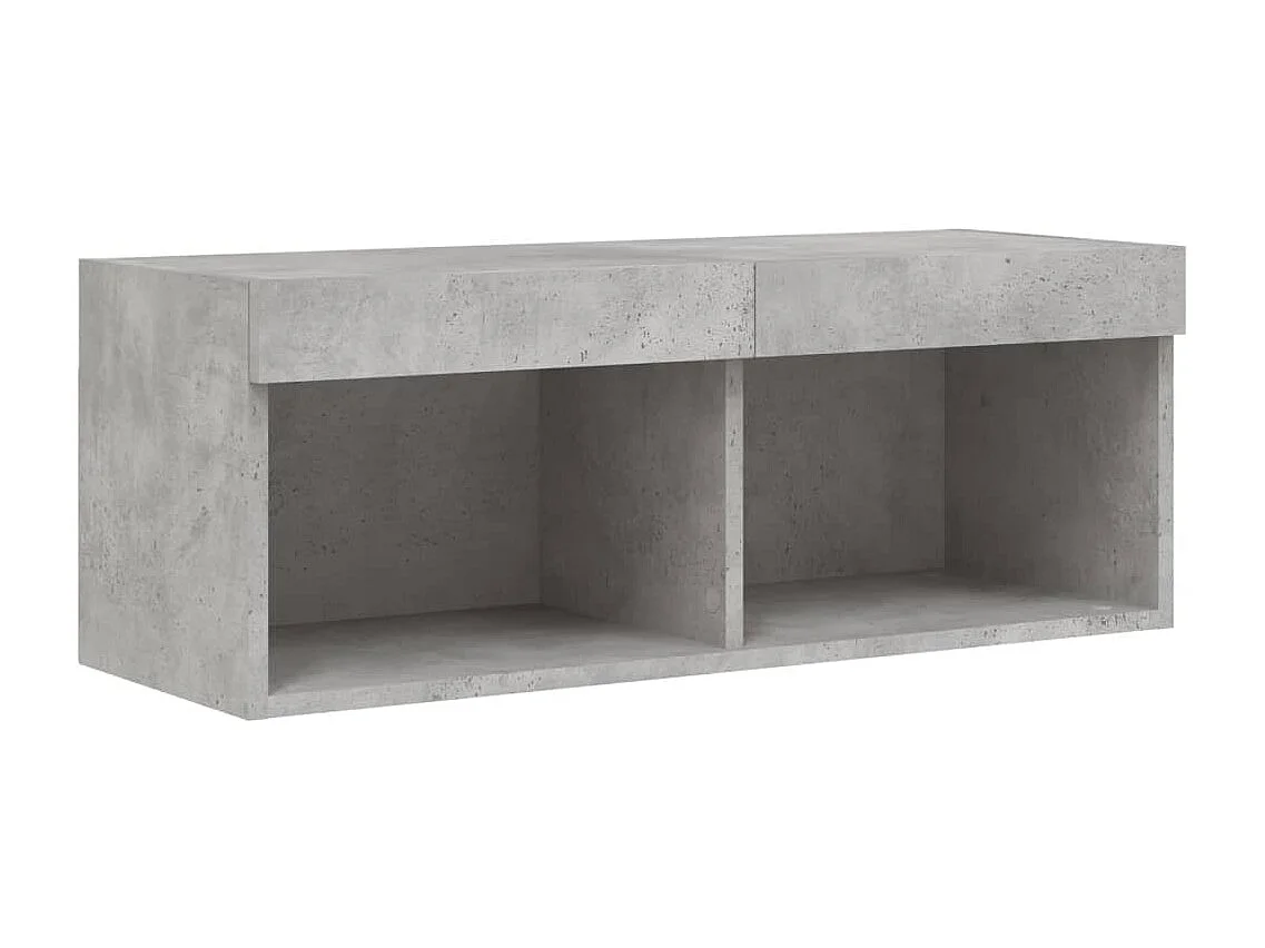 8-tlg. TV-Wohnwand mit LED-Leuchten Betongrau