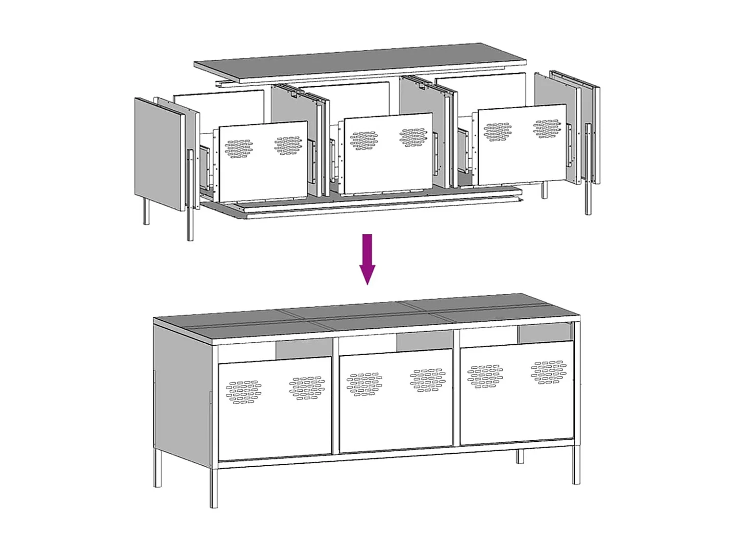 TV-Schrank Rosa 101,5x39x43,5 cm Kaltgewalzter Stahl