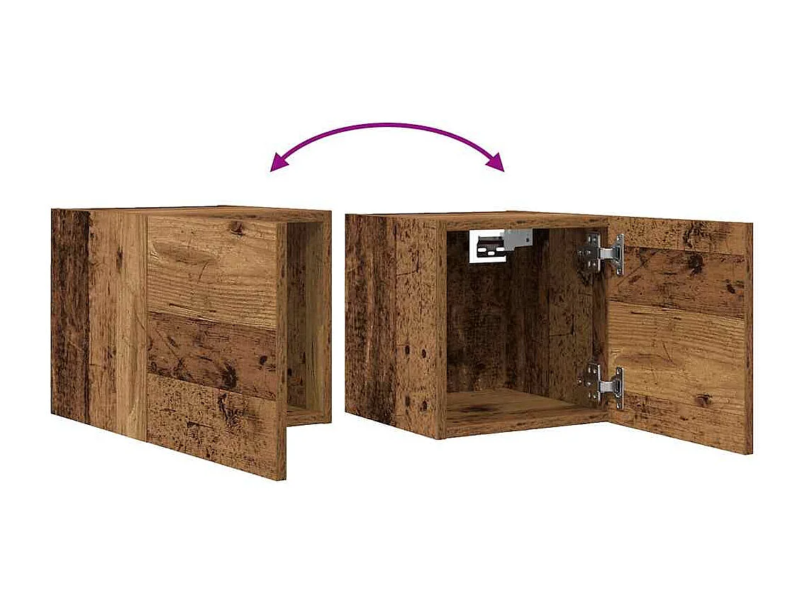 Meuble TV mural 2 pcs vieux bois 30,5x30x30 cm