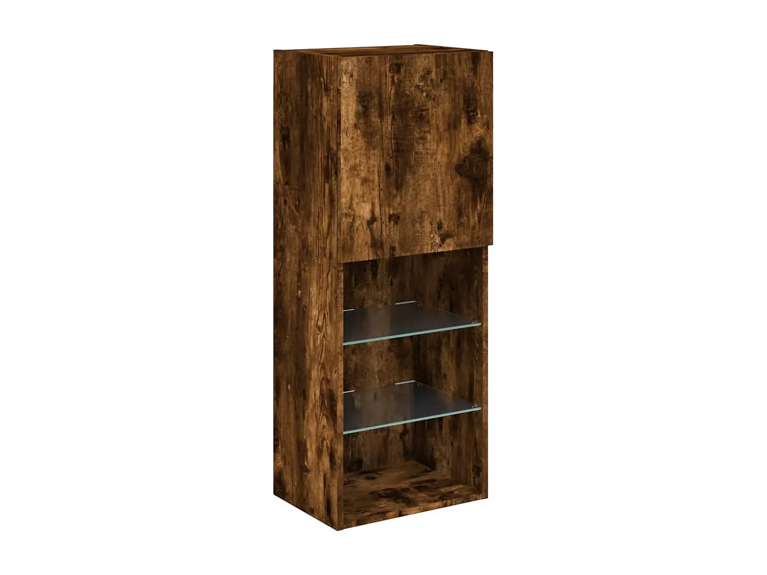 4-tlg. Wohnwand mit LED-Beleuchtung Räuchereiche Holzwerkstoff