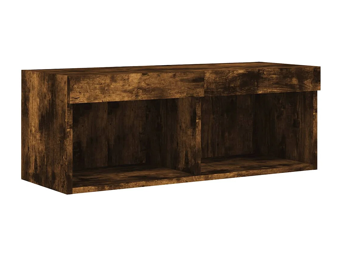 4-tlg. Wohnwand mit LED-Beleuchtung Räuchereiche Holzwerkstoff