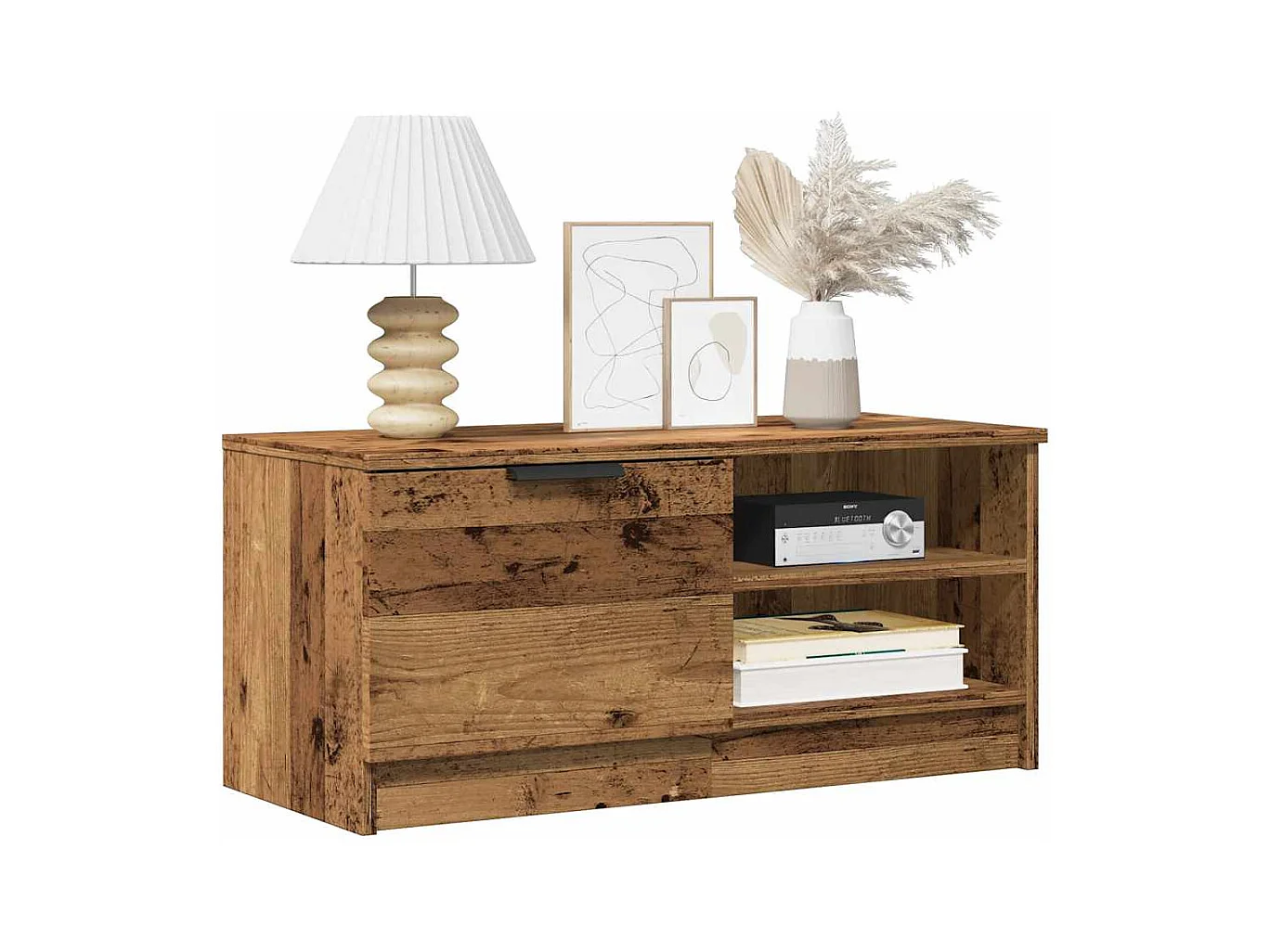 Meuble TV vieux bois 80x35x36,5 cm bois d'ingénierie