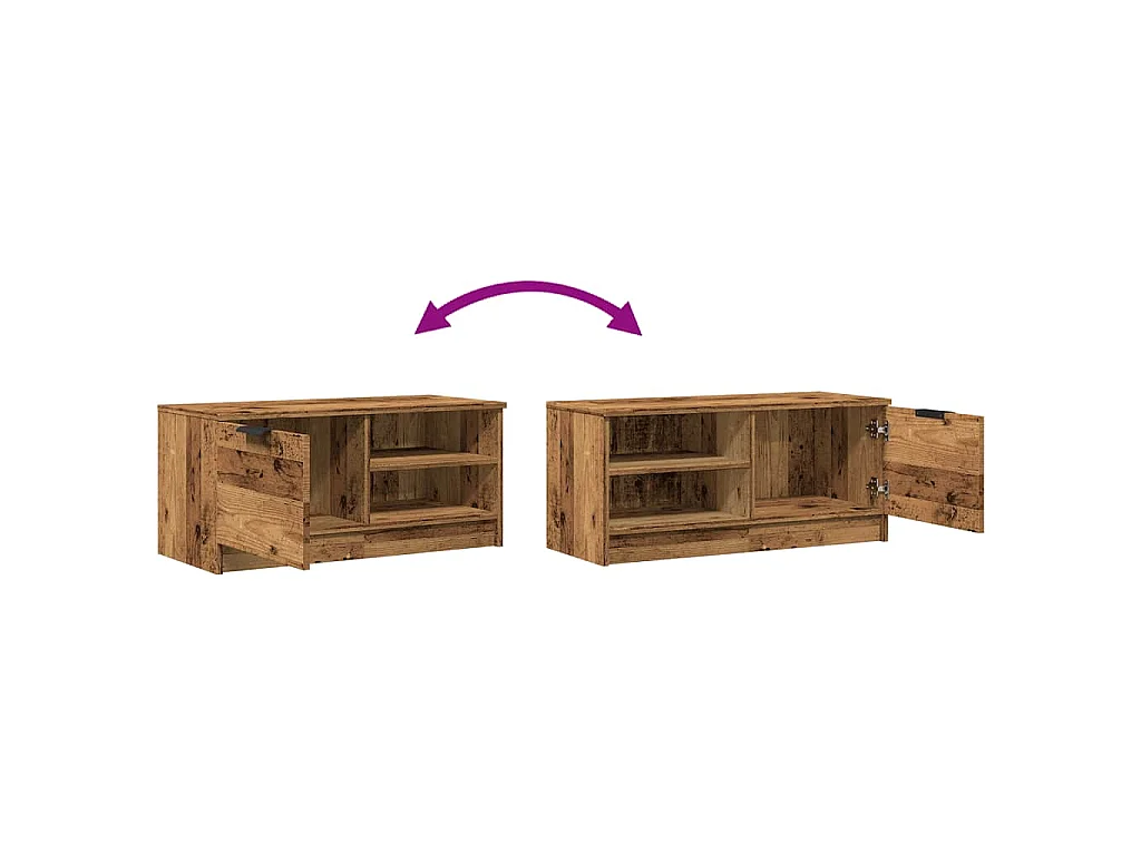 Tv-meubel 80x35x36,5 cm bewerkt hout oud houtkleurig