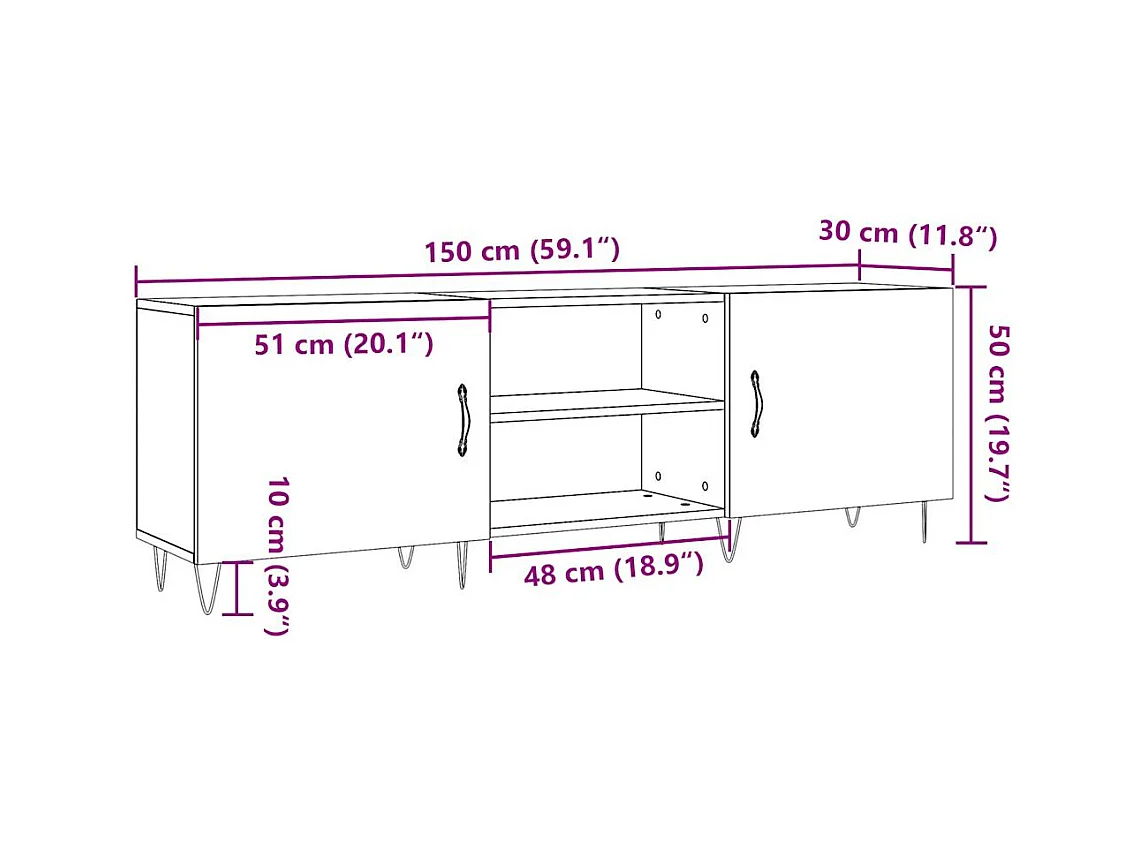 Mobile Porta TV Legno Antico 150x30x50 cm in Truciolato