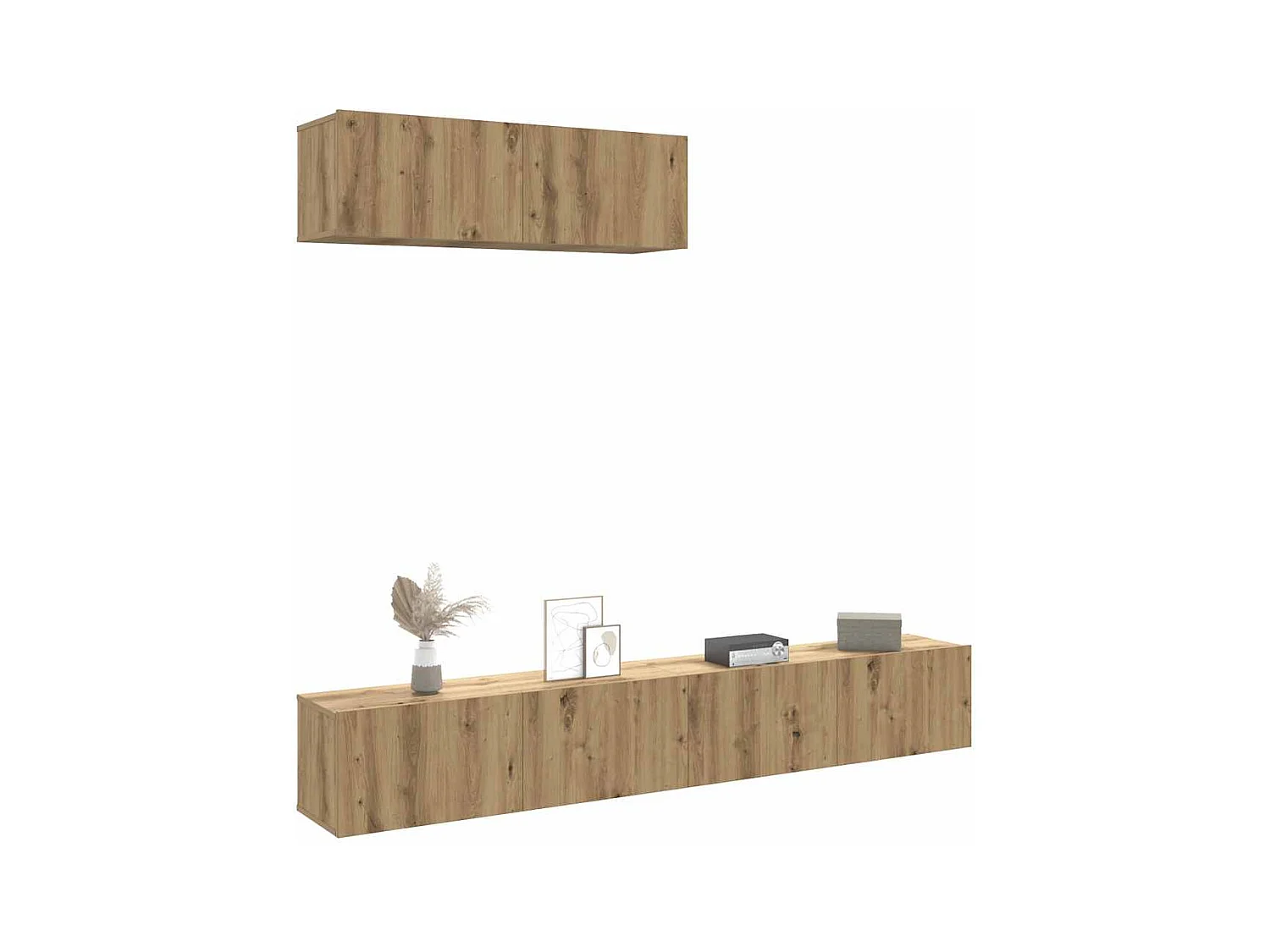 Tv-wandkasten 3 st 100x30x30 cm bewerkt hout artisanaal eiken