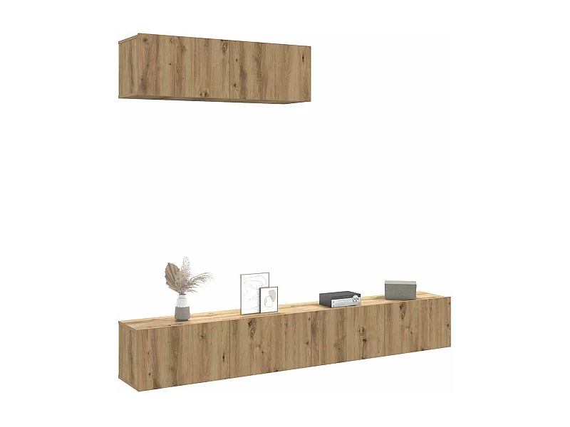 Tv-wandkasten 3 st 100x30x30 cm bewerkt hout artisanaal eiken