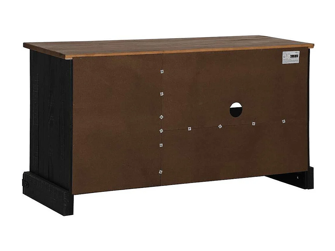 TV-Schrank HALDEN mit Schiebetür Schwarz 110x40x60cm Massivholz