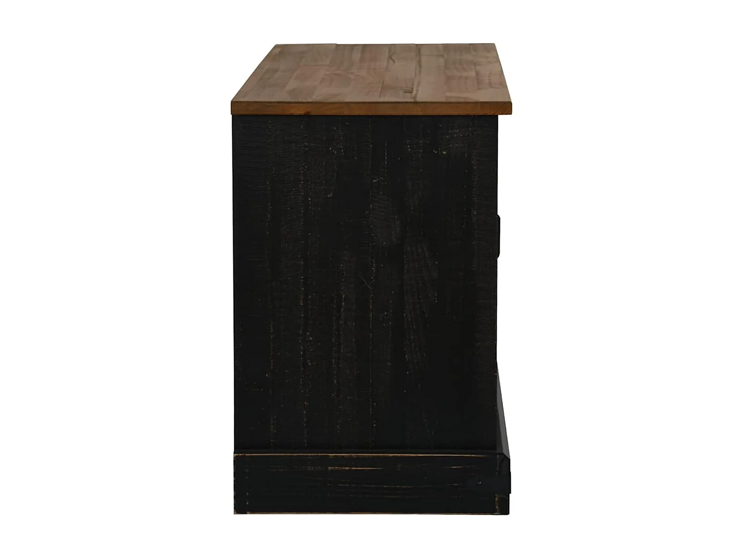 Meuble TV HALDEN porte coulissante noir 110x40x60cm bois massif