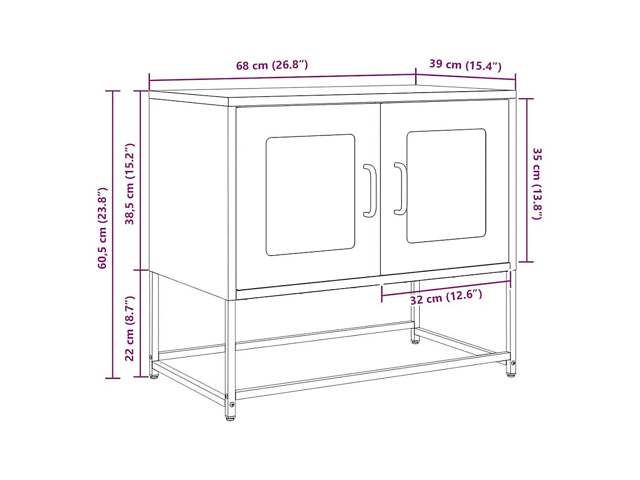 Tv-meubel 68x39x60,5 cm koudgewalst staal roze