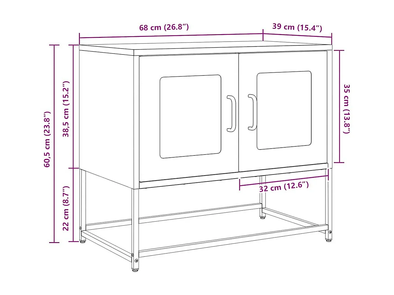 TV-Schrank Rosa 68x39x60,5 cm Kaltgewalzter Stahl