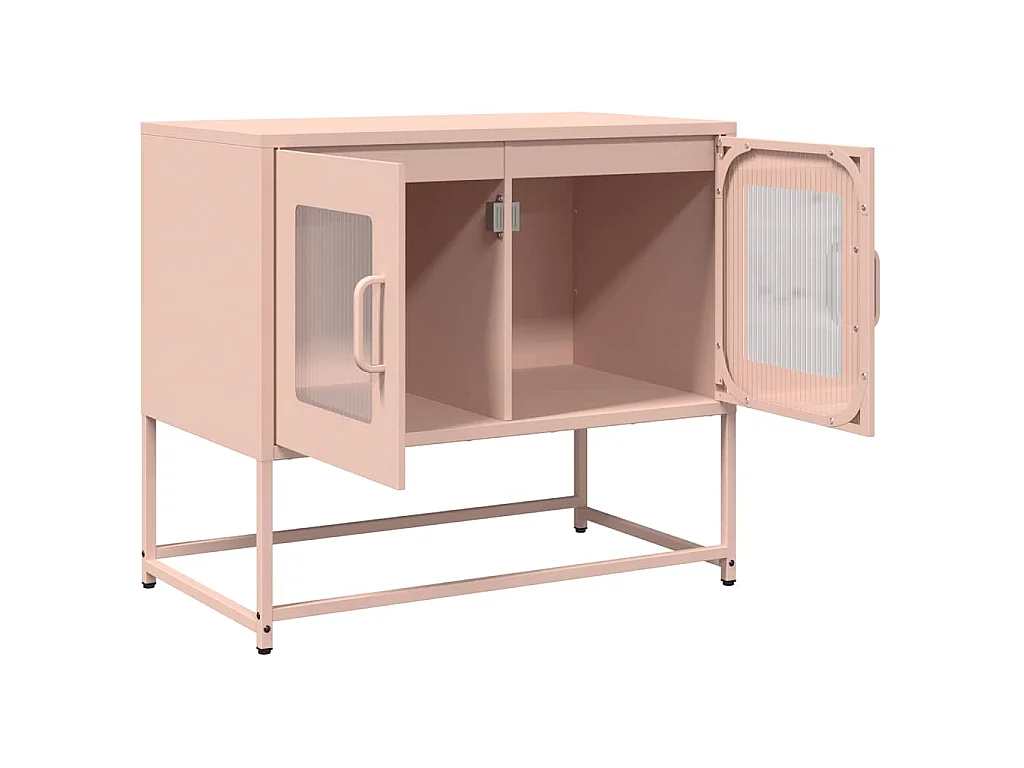 Meuble TV rose 68x39x60,5 cm acier laminé à froid