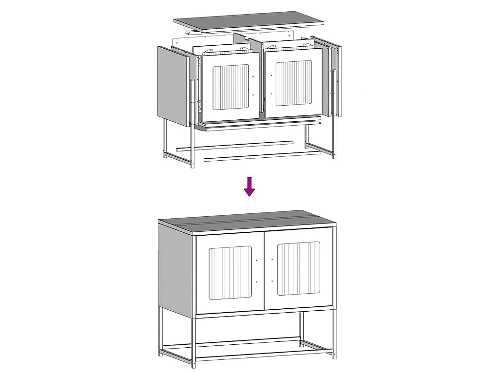 Meuble TV rose 68x39x60,5 cm acier laminé à froid