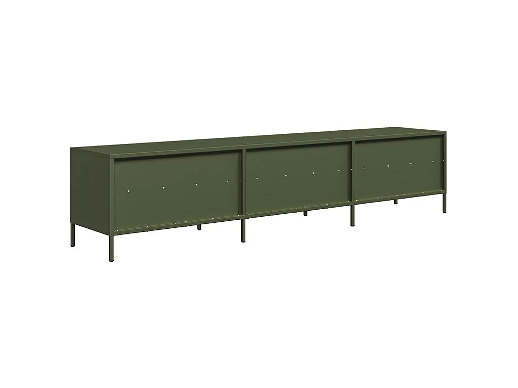 Meuble TV vert olive 202x39x43,5 cm acier laminé à froid