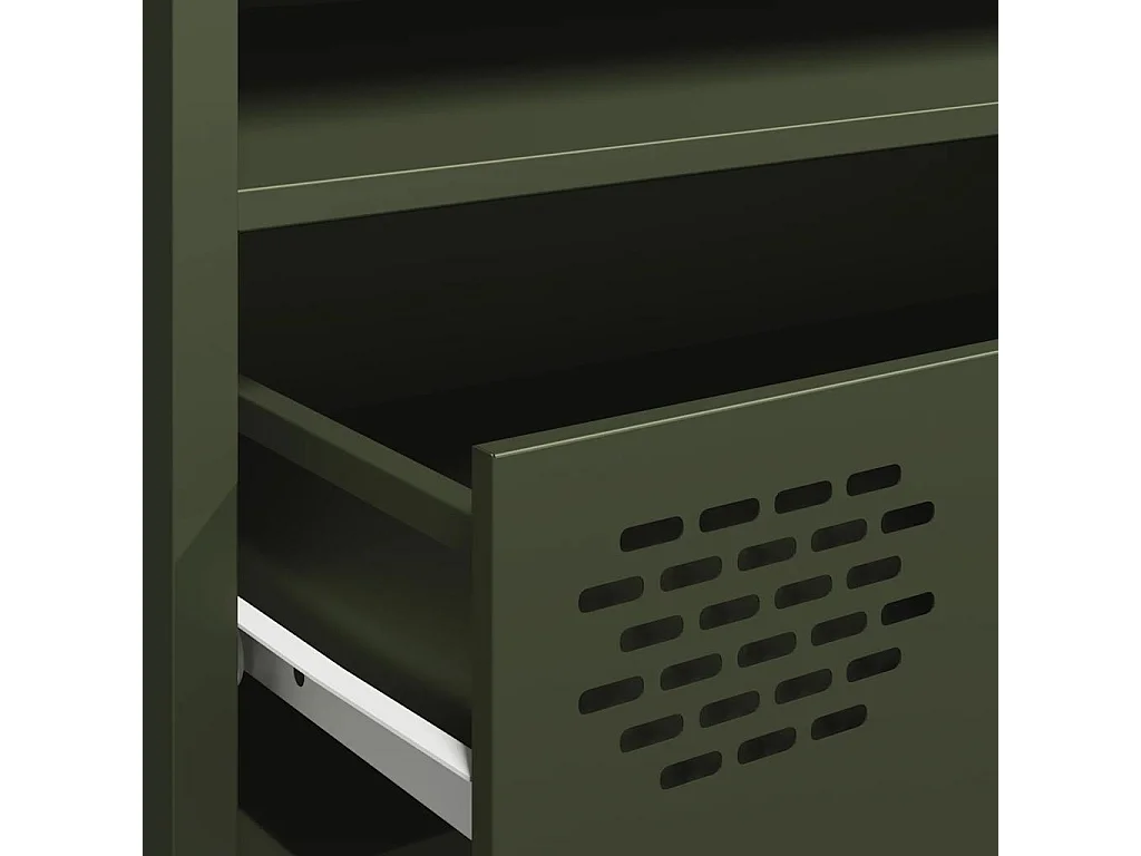 Meuble TV vert olive 202x39x43,5 cm acier laminé à froid