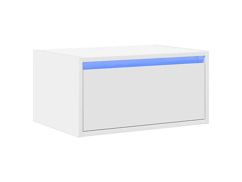 Table de chevet murale avec lumières LED blanc