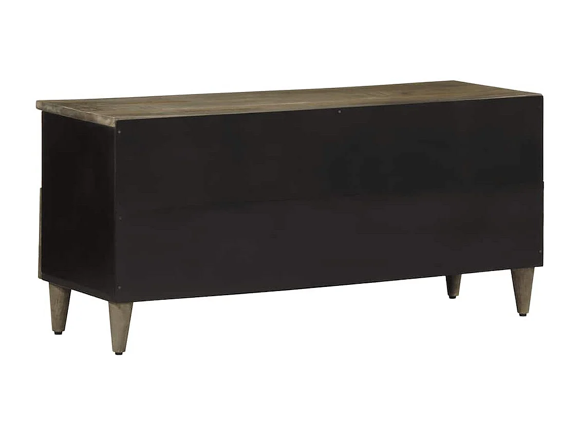 Mueble de TV madera maciza de mango negro 100x33x46 cm