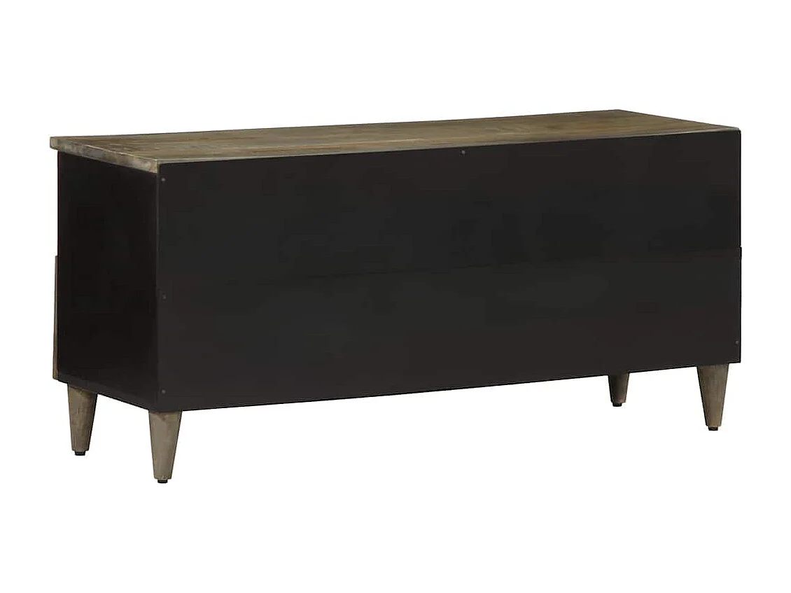 Meuble TV noir 100x33x46 cm bois massif de manguier