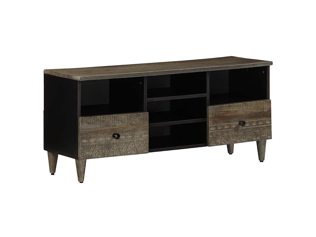 Mobile Porta TV Nero 100x33x46 cm in Legno Massello di Mango