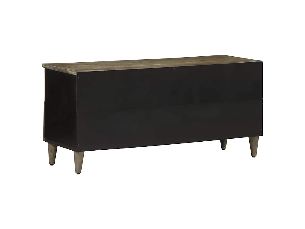 Mobile Porta TV Nero 100x33x46 cm in Legno Massello di Mango