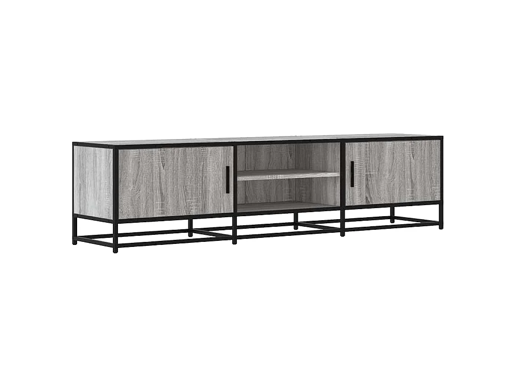 Mobile TV Grigio Sonoma 160x35x41cm Legno Multistrato e Metallo
