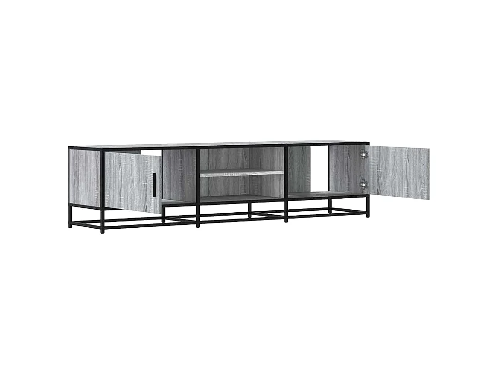 Mobile TV Grigio Sonoma 160x35x41cm Legno Multistrato e Metallo