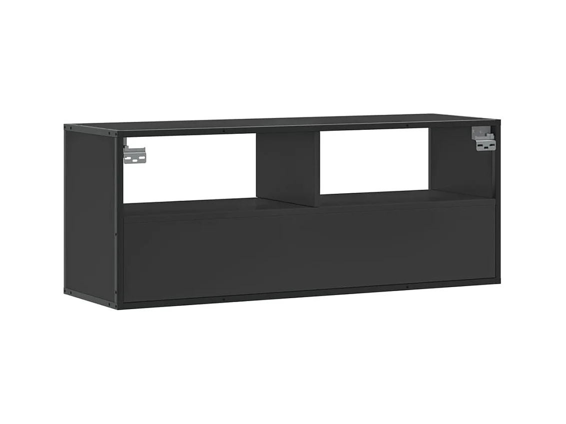 Meuble TV noir 100x31x39,5 cm bois d'ingénierie et métal