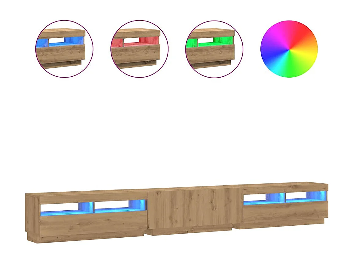TV-Schrank mit LED-Leuchten Artisan-Eiche 300x35x40 cm