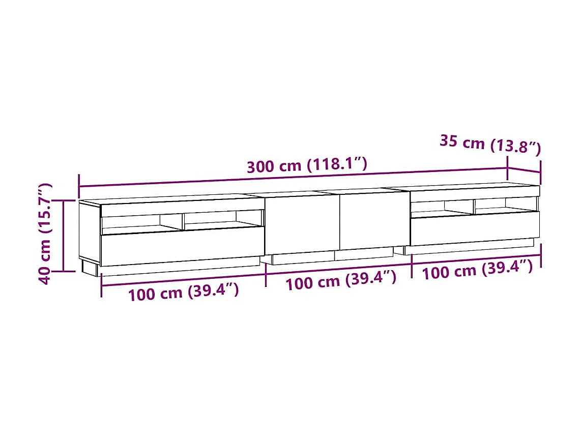 TV-Schrank mit LED-Leuchten Artisan-Eiche 300x35x40 cm