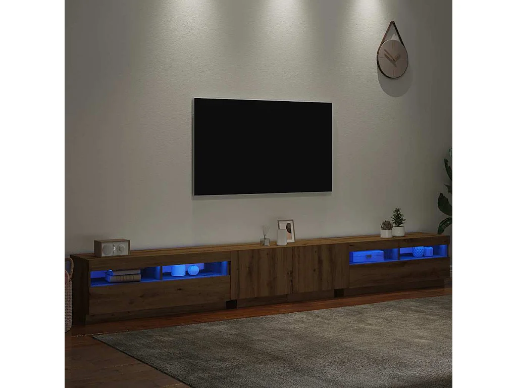 TV-Schrank mit LED-Leuchten Artisan-Eiche 300x35x40 cm