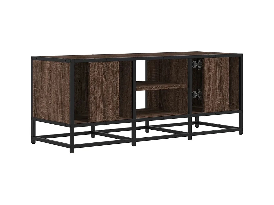 Tv-meubel 100x35x41 cm bewerkt hout metaal bruin eikenkleur