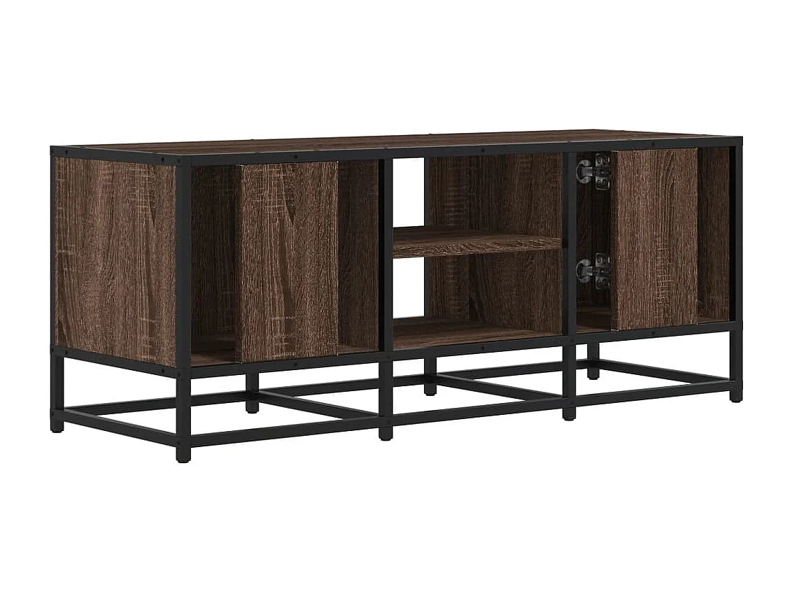 Meuble TV chêne marron 100x35x41 cm bois d'ingénierie et métal