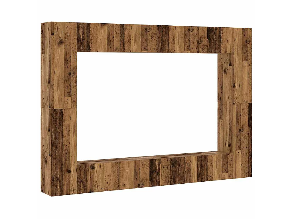 Conjunto de mueble de TV 8 piezas montado la pared madera vieja