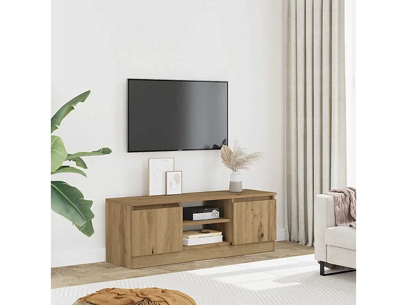 Tv-meubel 102x30x36 cm bewerkt hout artisanaal eikenkleur