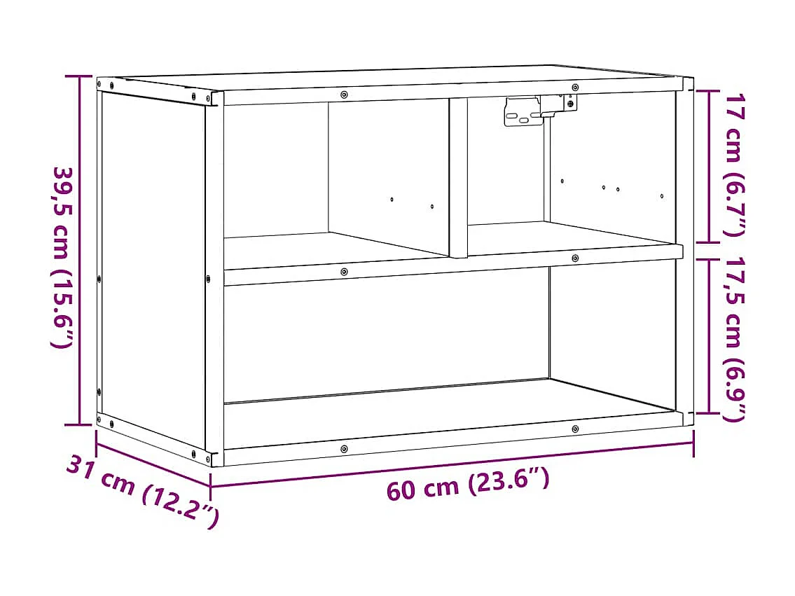 Tv-meubel 60x31x39,5 cm bewerkt hout en metaal zwart
