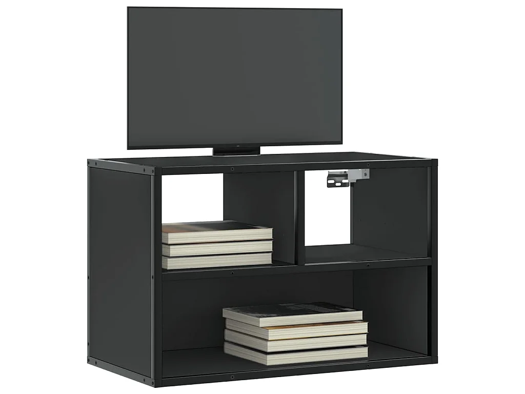 Meuble TV noir 60x31x39,5 cm bois d'ingénierie et métal