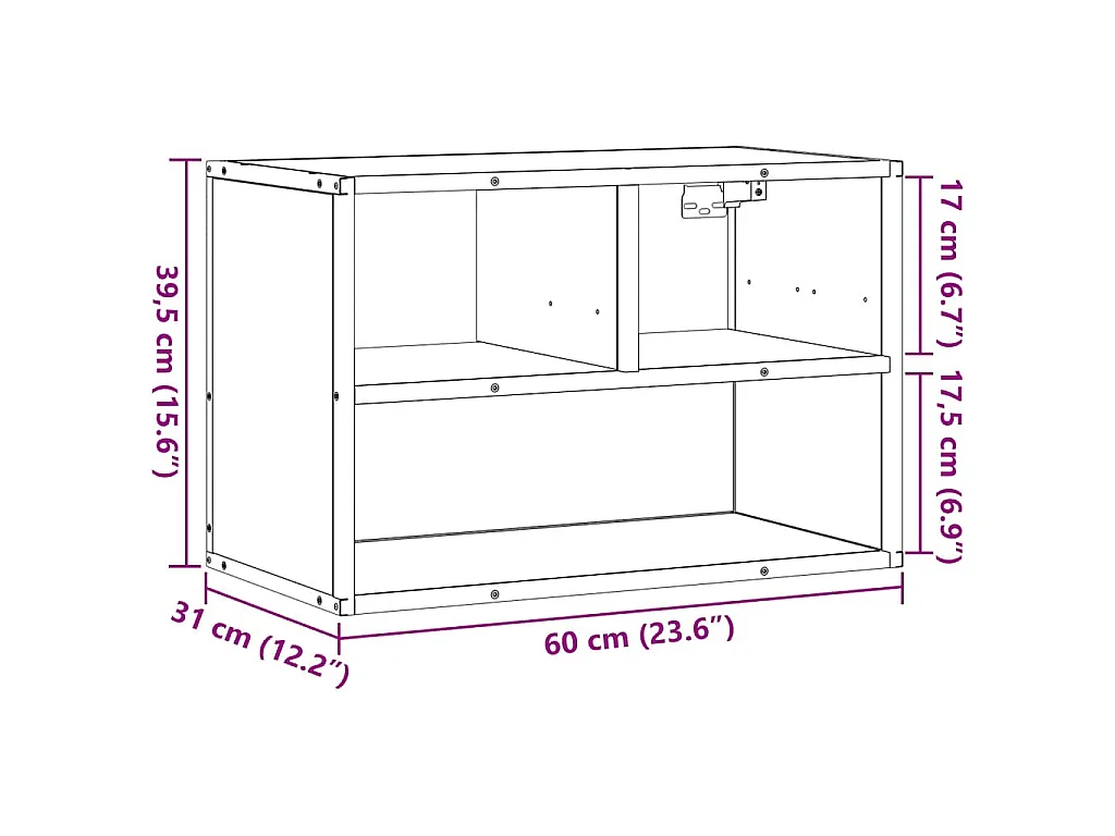 Meuble TV noir 60x31x39,5 cm bois d'ingénierie et métal