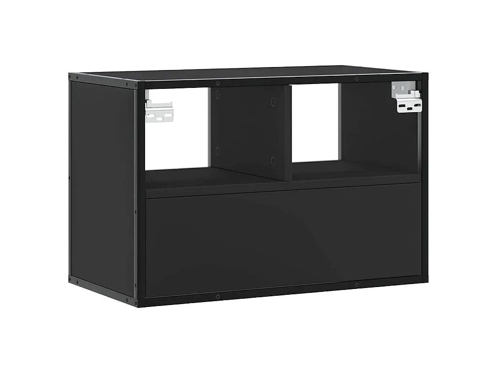 Meuble TV noir 60x31x39,5 cm bois d'ingénierie et métal