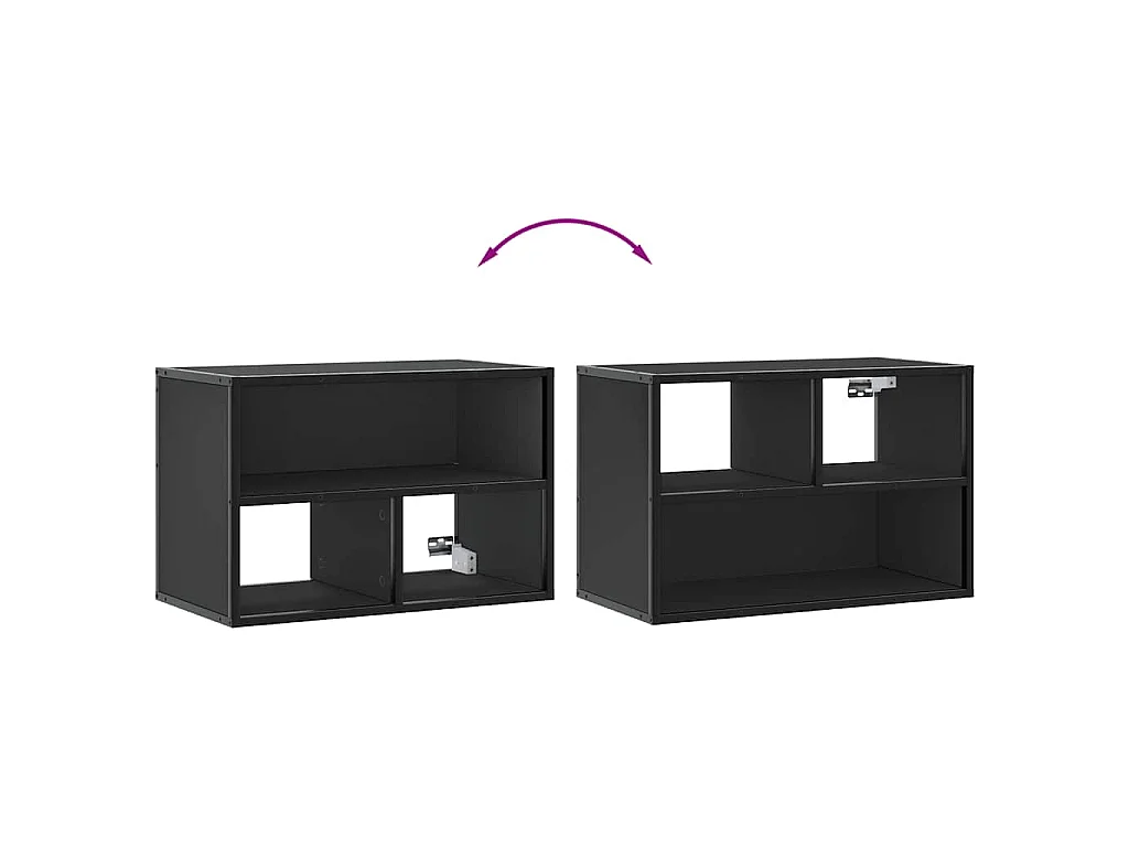 Meuble TV noir 60x31x39,5 cm bois d'ingénierie et métal