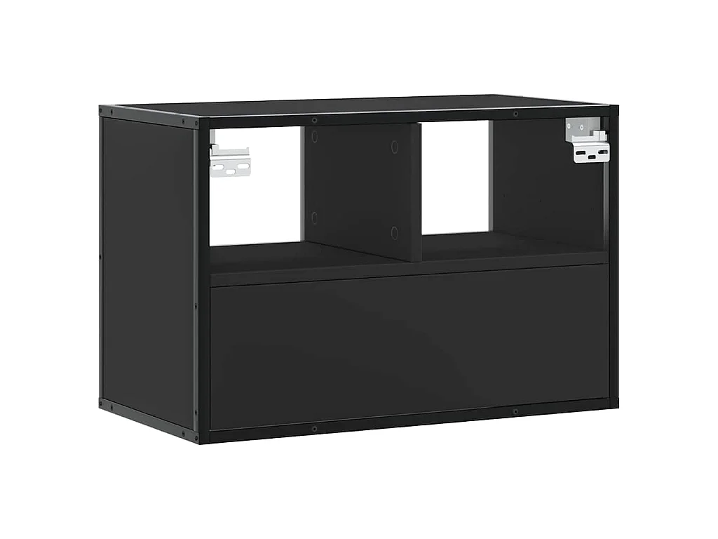 Meuble TV noir 60x31x39,5 cm bois d'ingénierie et métal