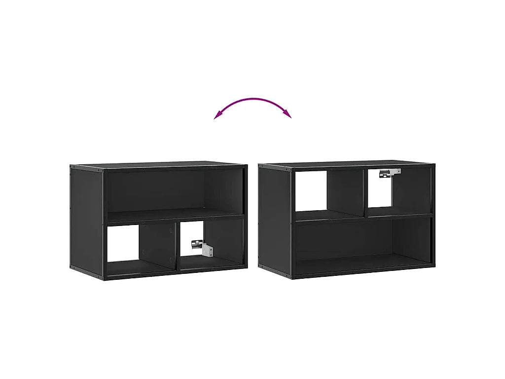 Meuble TV noir 60x31x39,5 cm bois d'ingénierie et métal