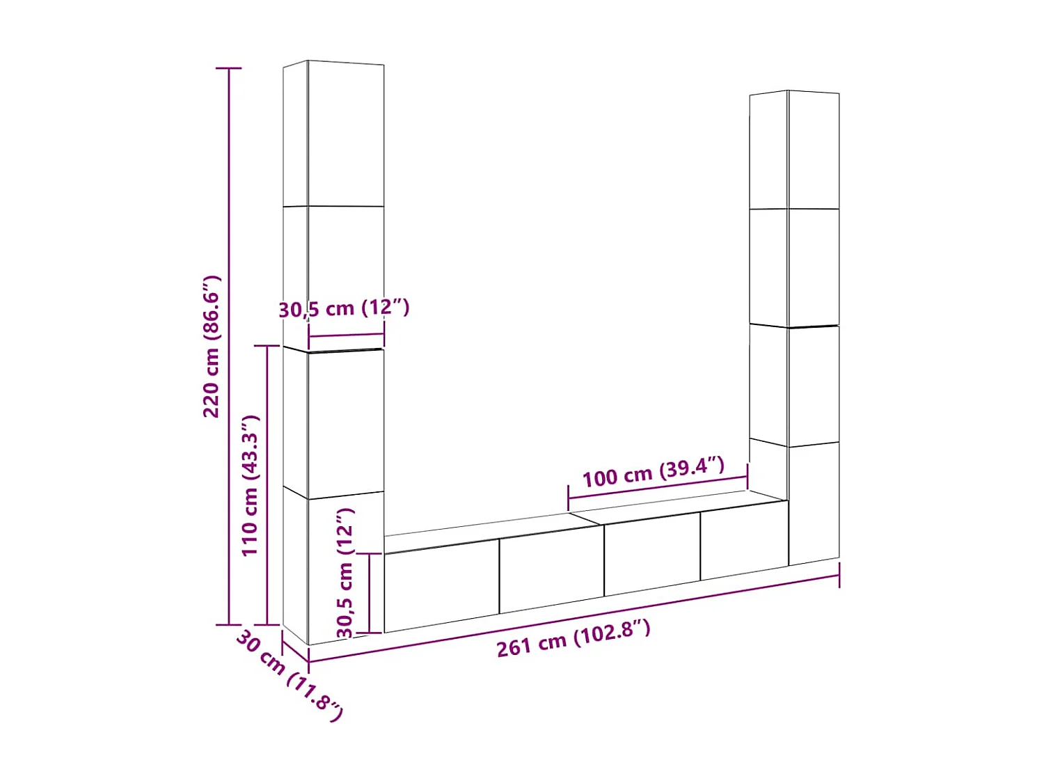 TV-Wandschränke 6 Stk. Altholz-Optik Holzwerkstoff