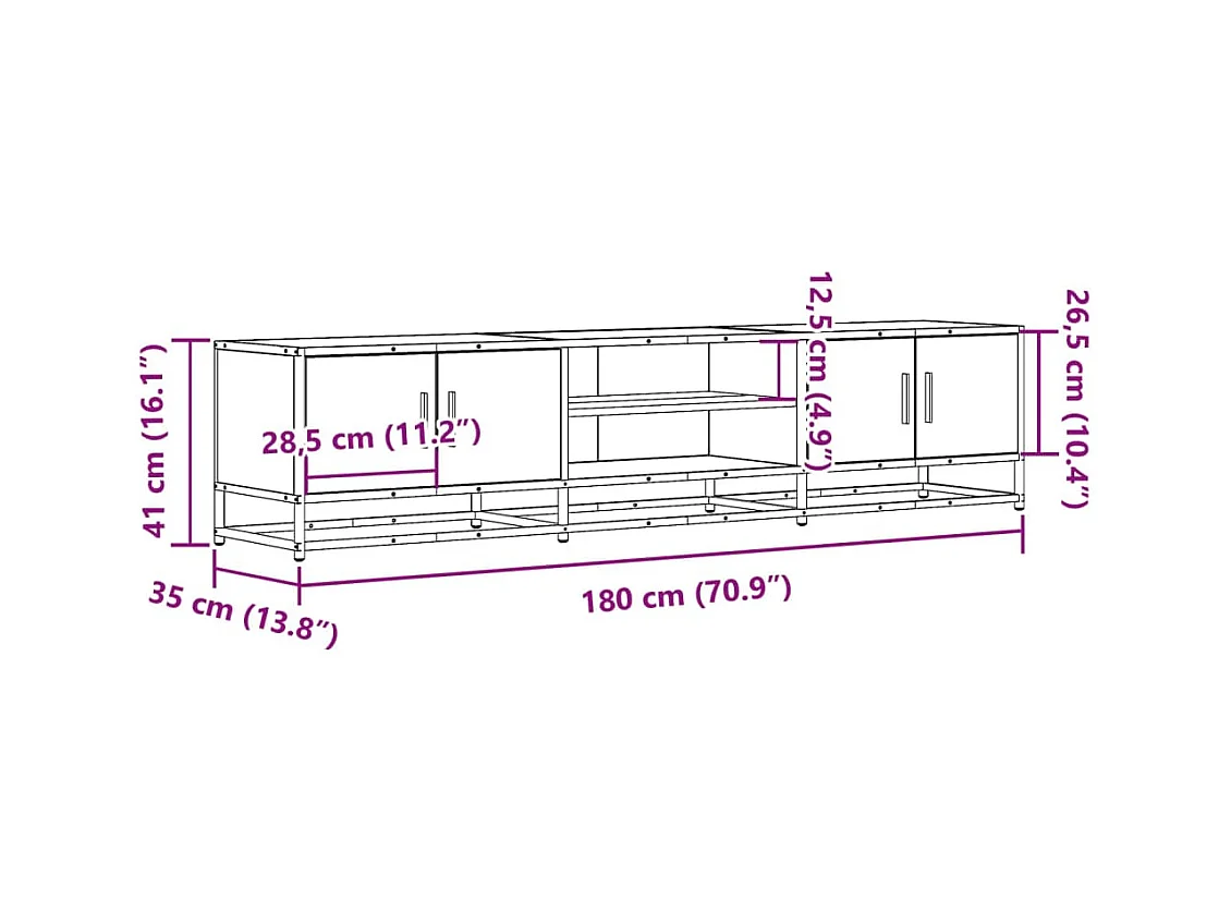 Tv-meubel 180x35x41 cm bewerkt hout sonoma eikenkleurig