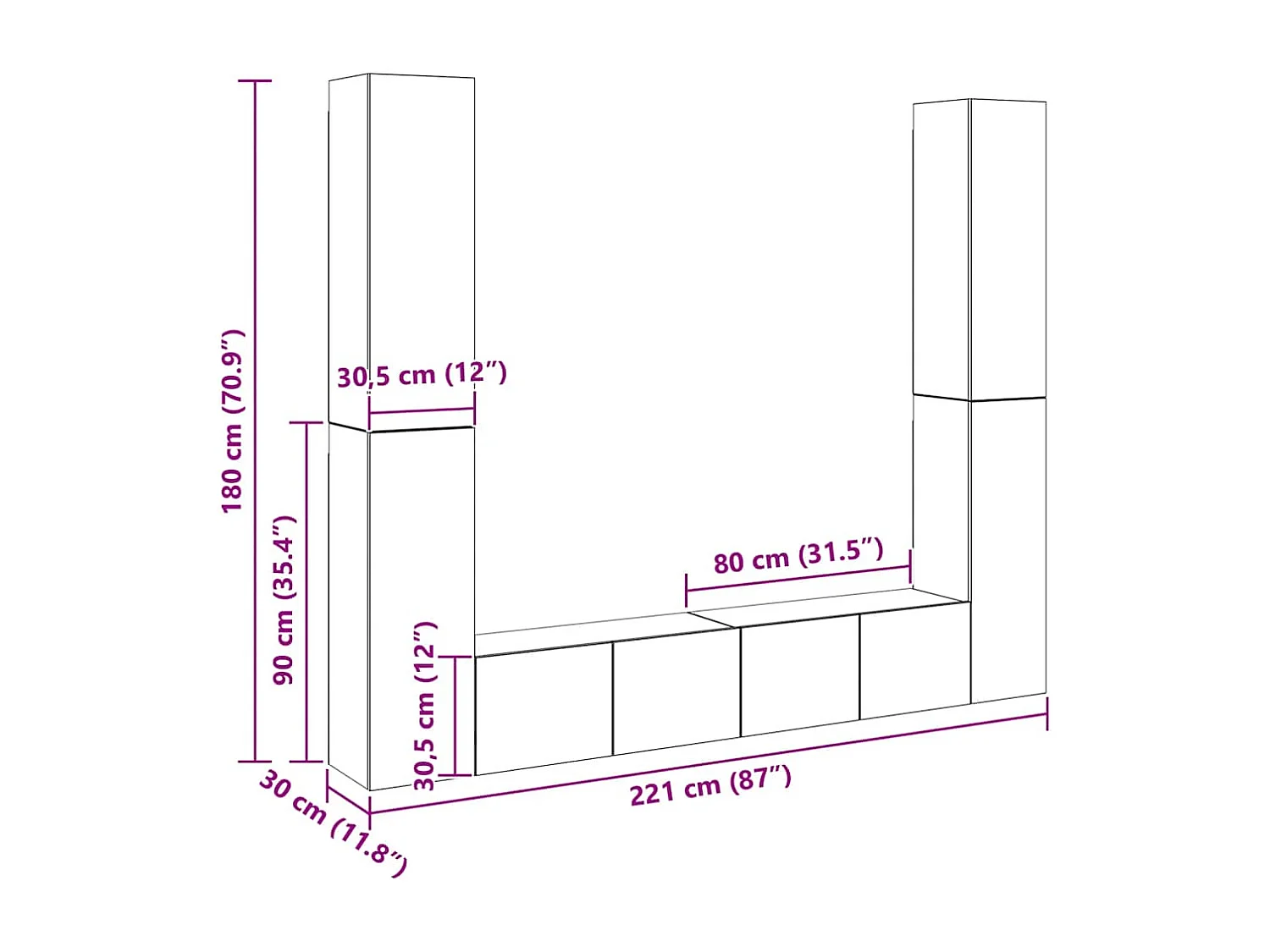 Meubles TV muraux 6 pcs chêne artisanal bois d'ingénierie
