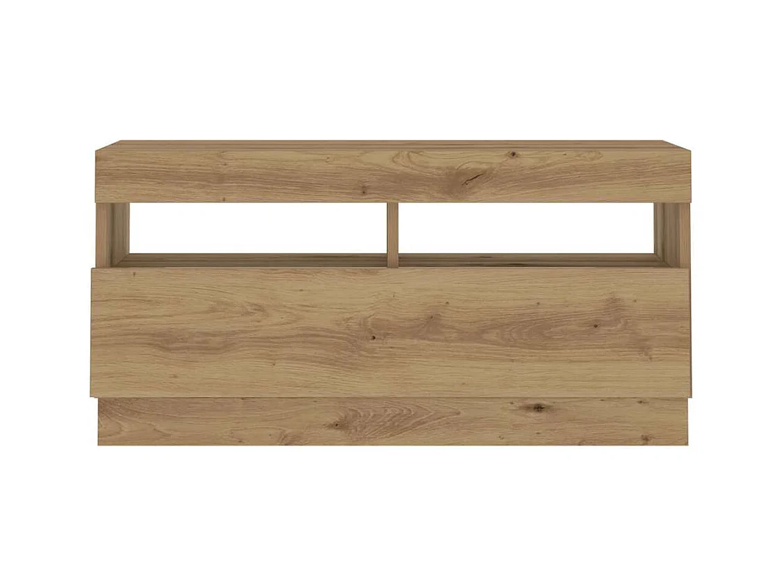 Meuble TV avec lumières LED chêne artisanal bois d'ingénierie